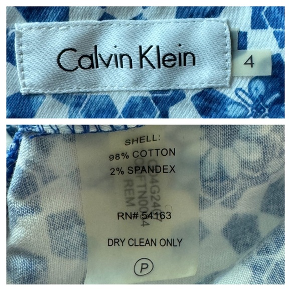 Calvin Klein Sleeveless Fit and Flare Pleated Dress in Regatta Print - Picture 7 of 10